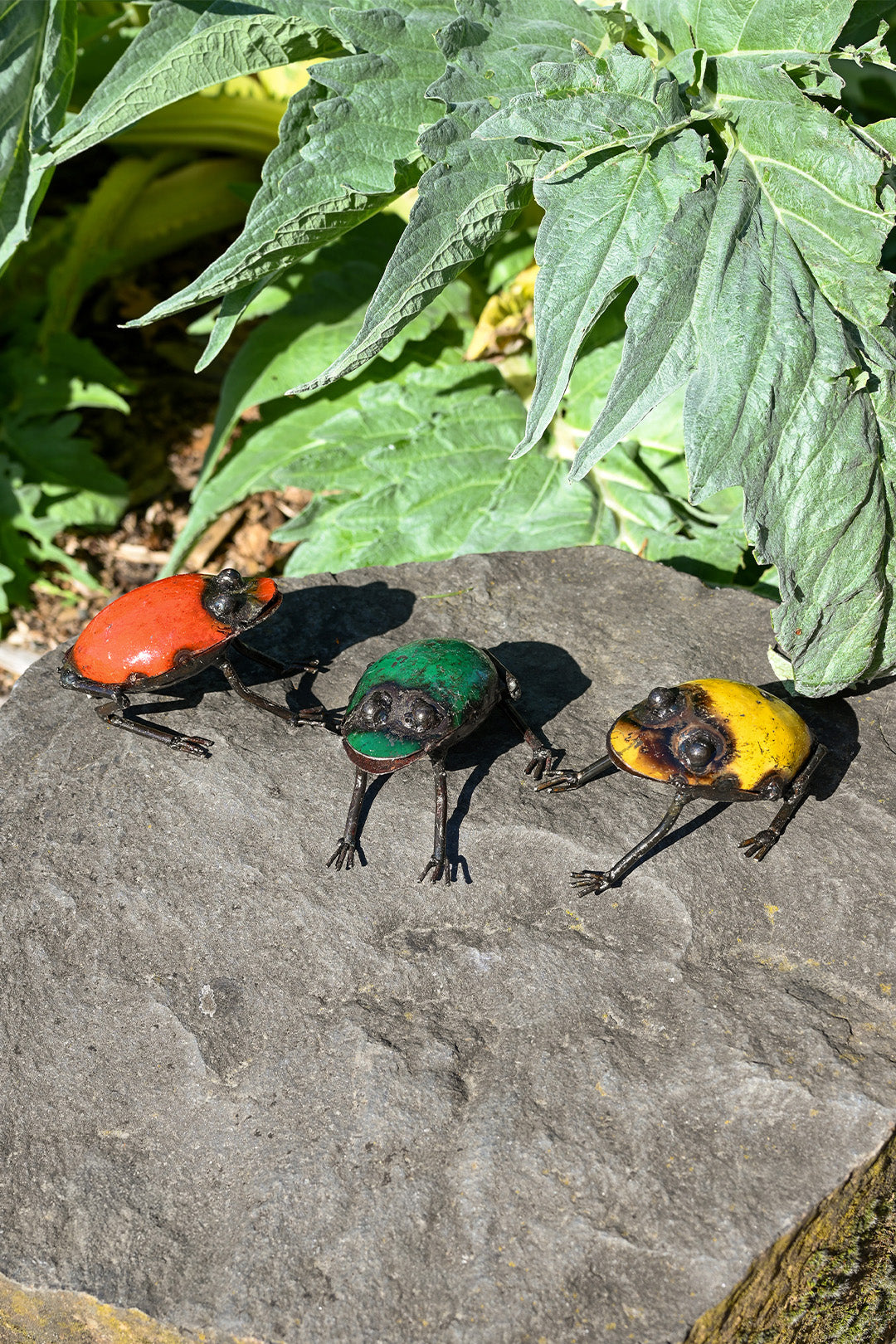 Red Recycled Metal Frog Sculpture