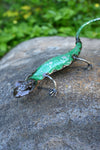 Green Recycled Metal Salamander Sculpture