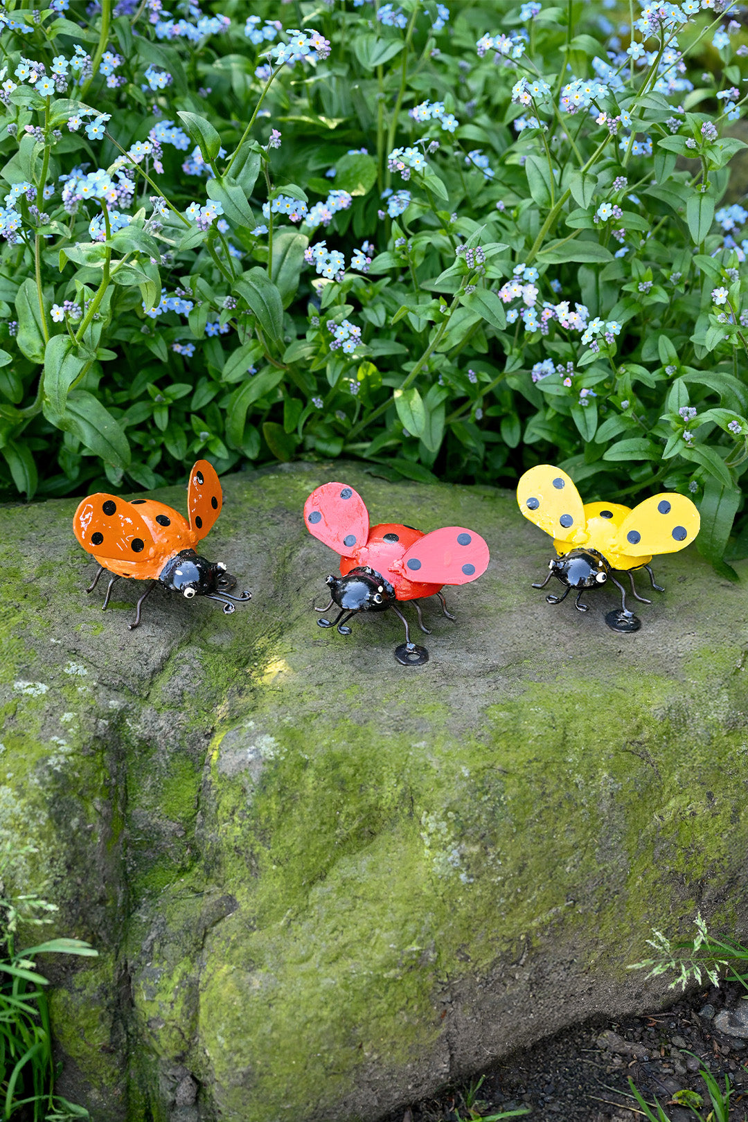 Orange Recycled Metal Ladybug Sculpture