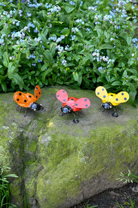 Orange Recycled Metal Ladybug Sculpture