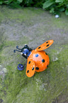 Orange Recycled Metal Ladybug Sculpture
