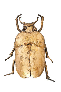 Recycled Metal Golden Beetle Sculpture