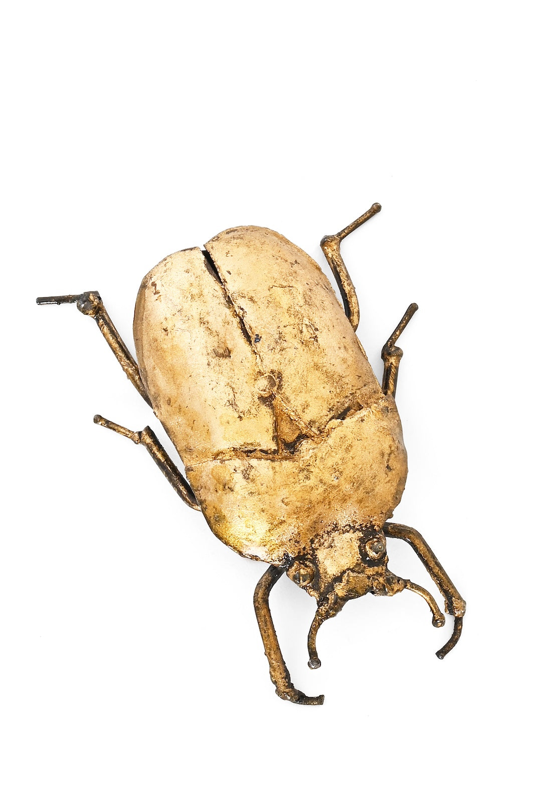 Recycled Metal Golden Beetle Sculpture