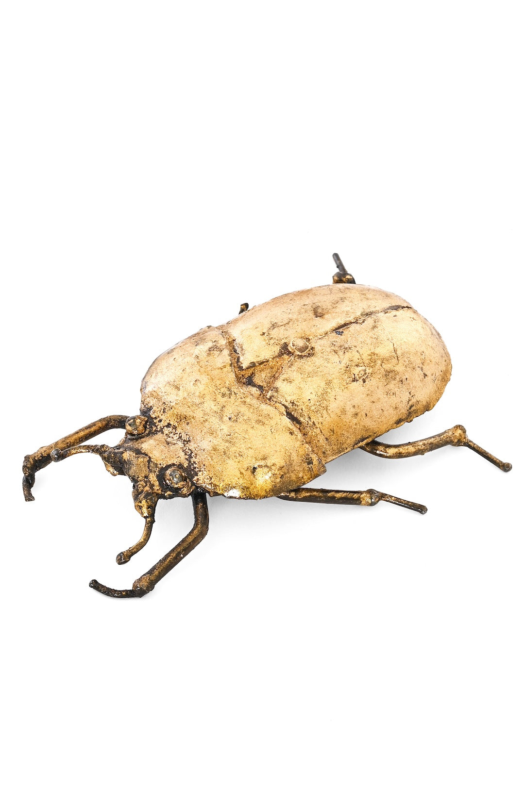Recycled Metal Golden Beetle Sculpture