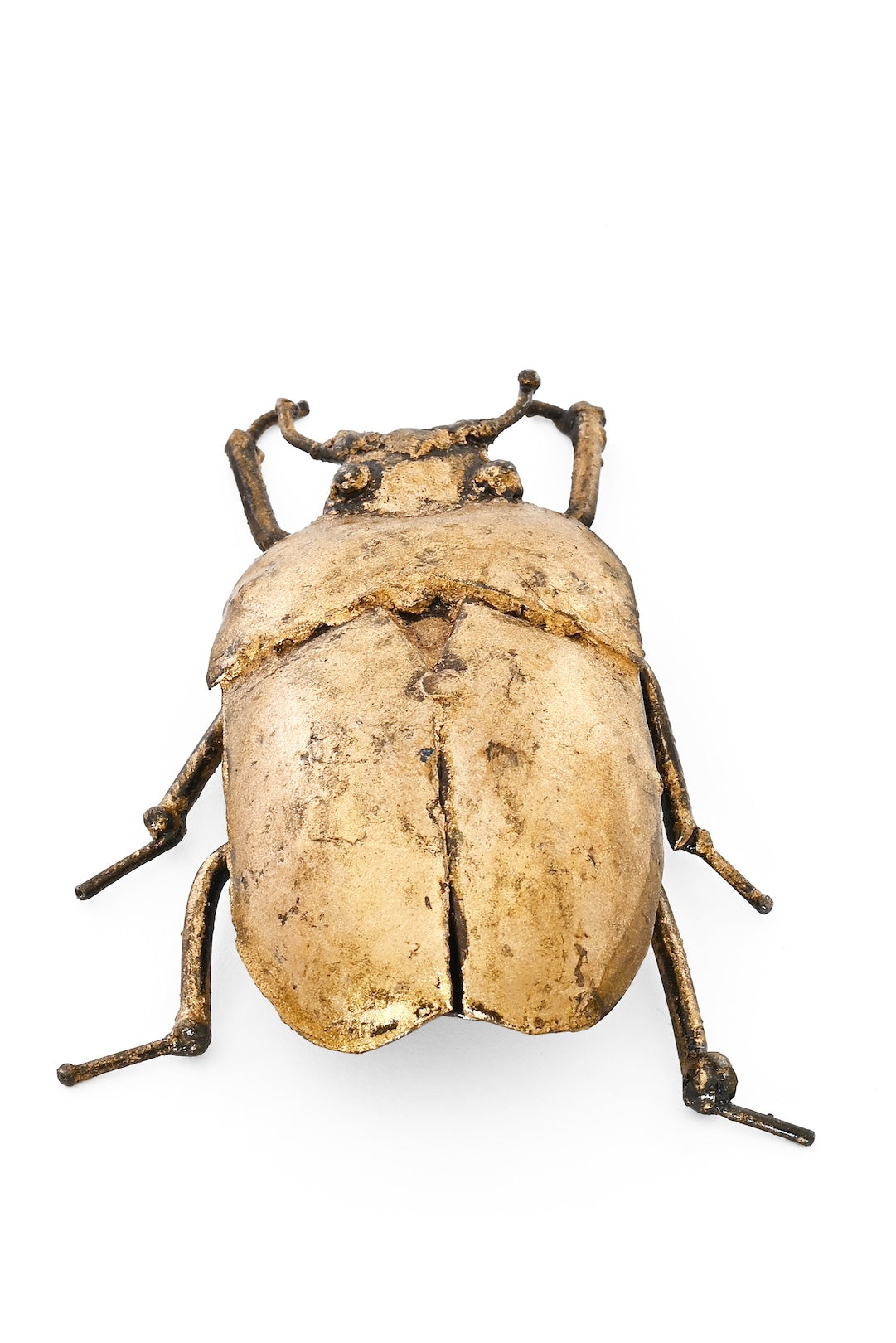 Recycled Metal Golden Beetle Sculpture