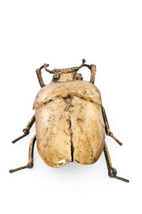 Recycled Metal Golden Beetle Sculpture