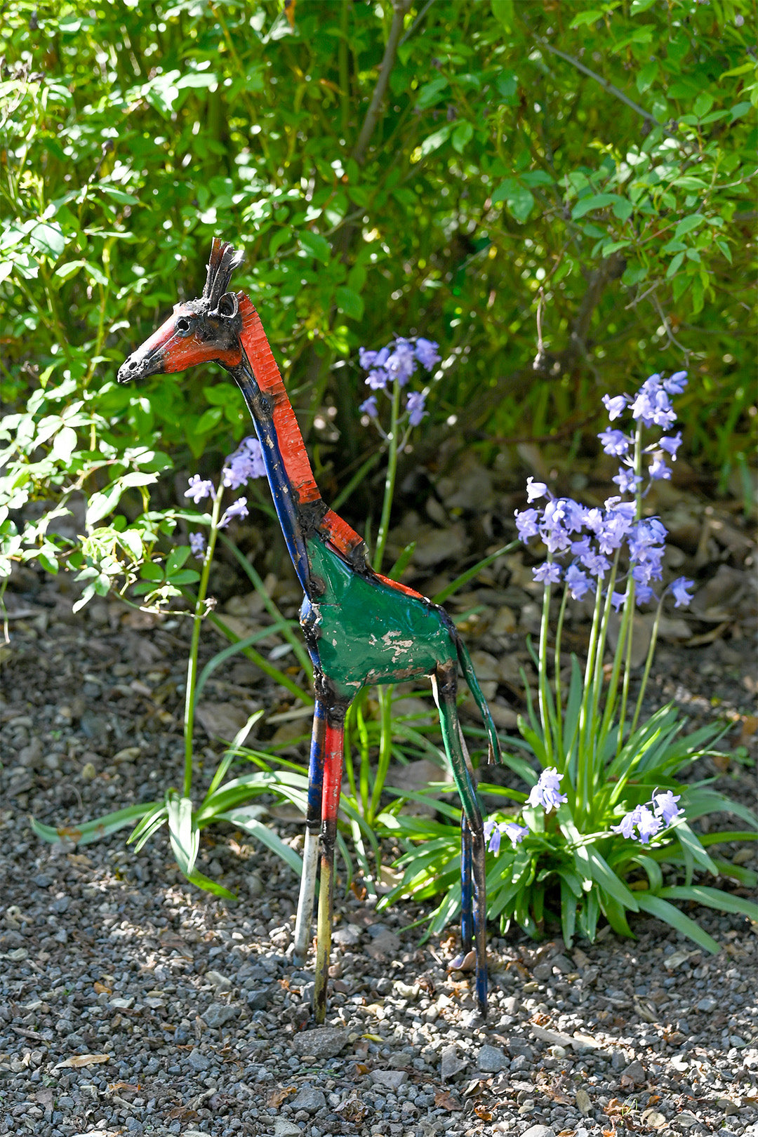 Colorful Recycled Oil Drum Giraffe Sculptures