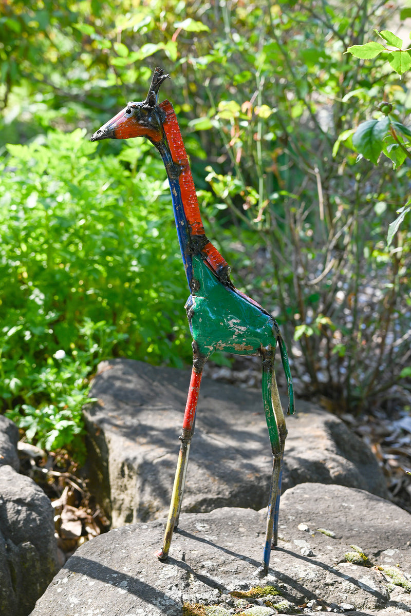Colorful Recycled Oil Drum Giraffe Sculptures