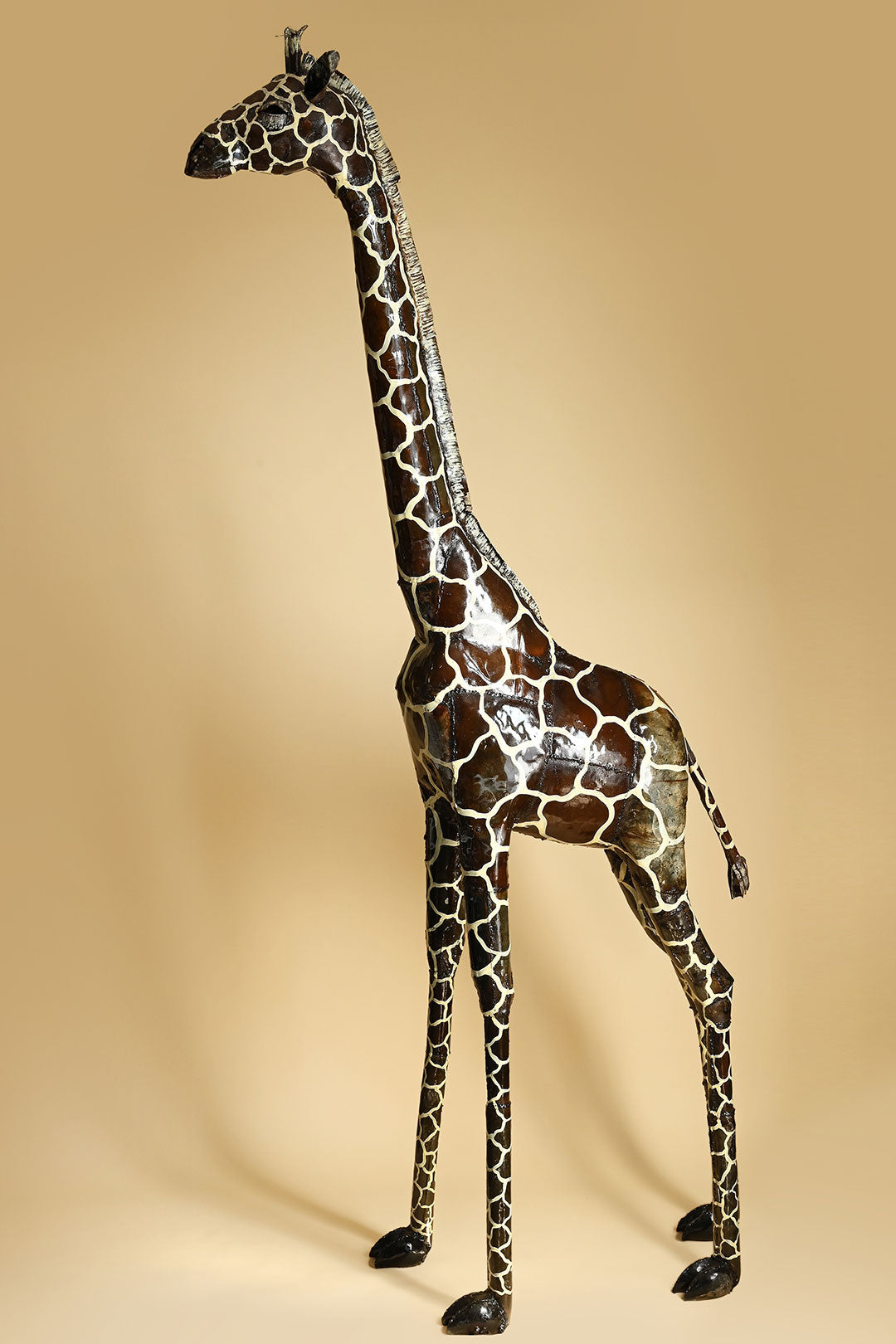 6' Recycled Metal Giraffe Sculpture from Zimbabwe