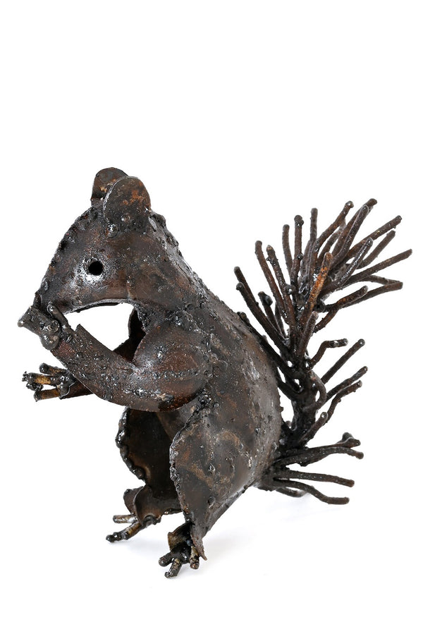Recycled Metal Squirrel Sculpture