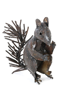 Recycled Metal Squirrel Sculpture