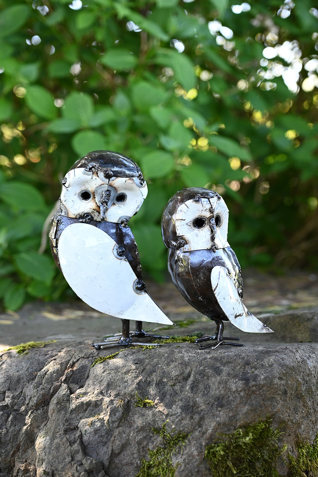 Recycled Metal Curious Owl Sculptures
