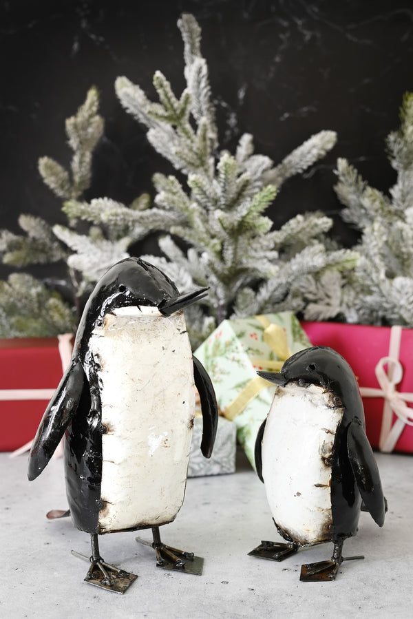 Recycled Metal Penguin Sculptures