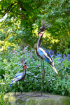 Recycled Metal Crowned Crane Sculptures