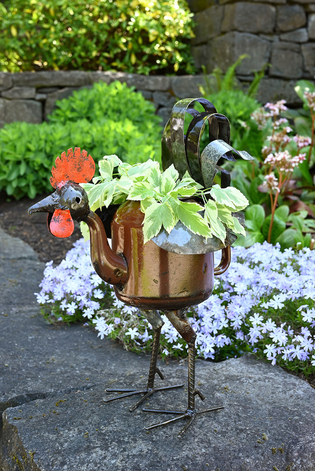 rooster planter pot Small Zimbabwean Recycled Teapot Rooster Planter – African Modern