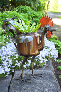 Large Zimbabwean Recycled Teapot Rooster Planter