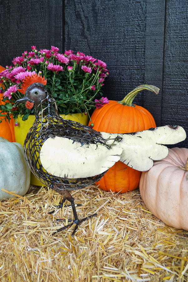 Recycled Metal Mesh Mother Hen Sculpture