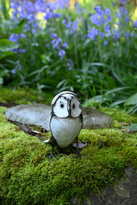 Small Recycled Metal Owl with Wings Outspread