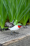 Ruby Throated Hummingbird Recycled Metal Sculpture