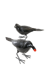 Recycled Metal Crow with Berry Sculpture