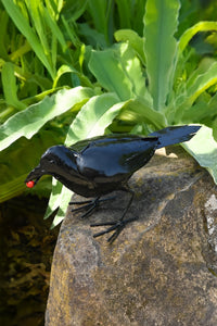 Recycled Metal Crow with Berry Sculpture