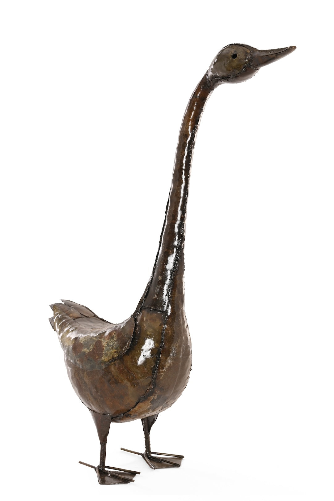Poised Swan Recycled Metal Sculpture