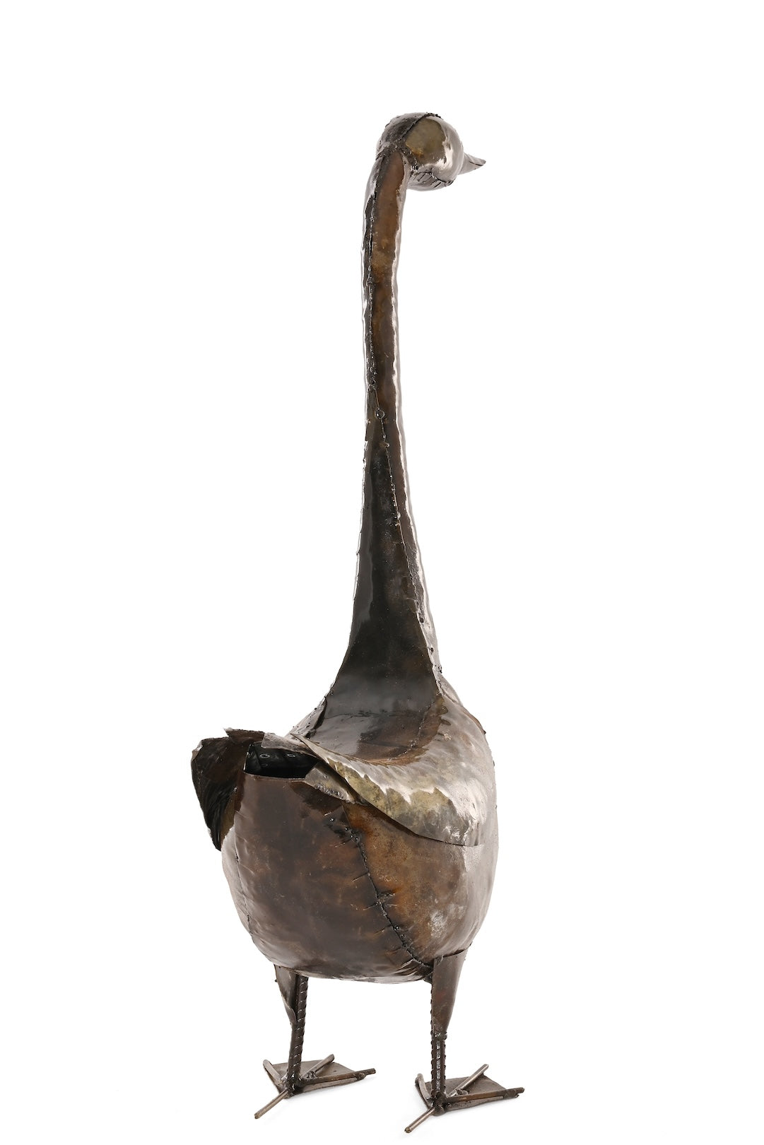 Poised Swan Recycled Metal Sculpture