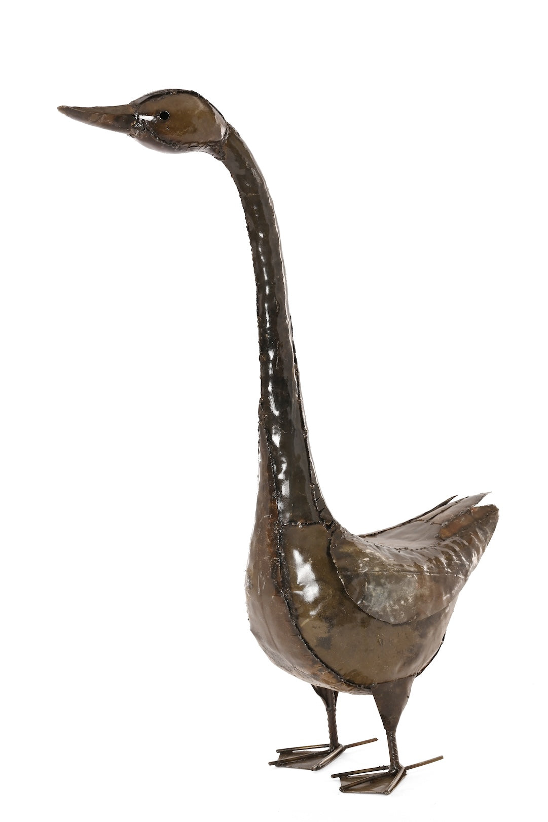 Poised Swan Recycled Metal Sculpture