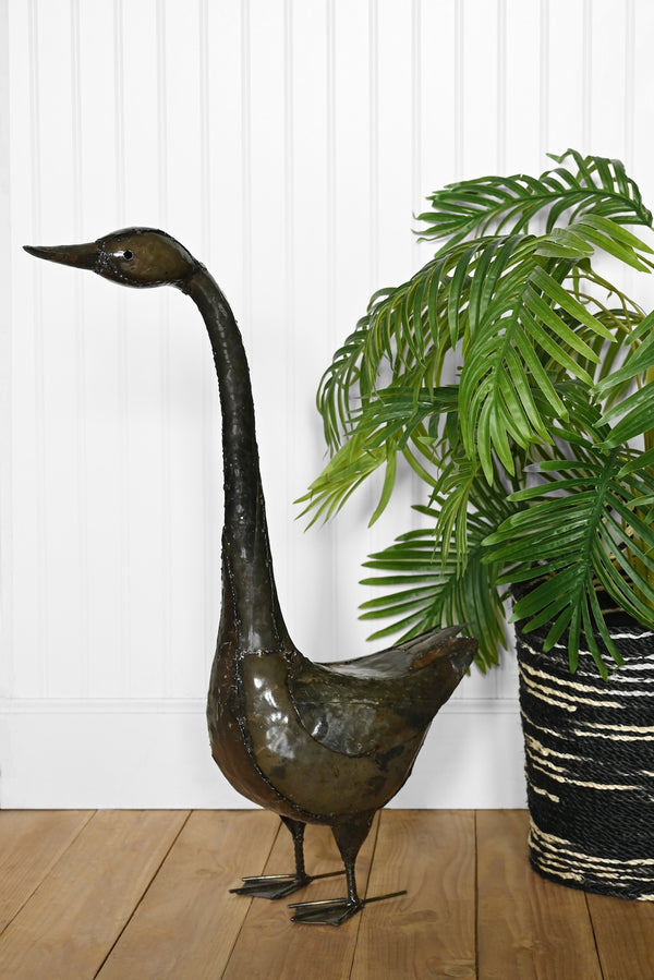 Poised Swan Recycled Metal Sculpture