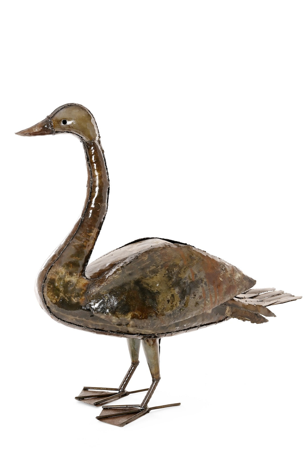 Watchful Goose Recycled Metal Sculpture