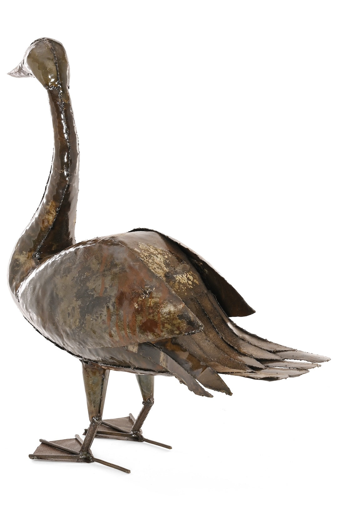 Watchful Goose Recycled Metal Sculpture