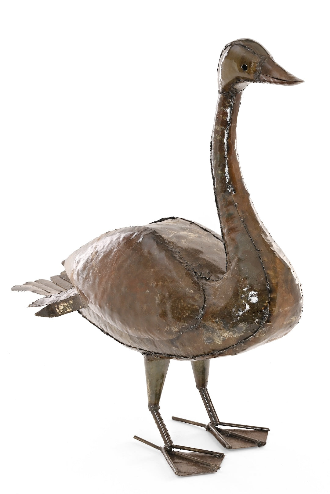 Watchful Goose Recycled Metal Sculpture