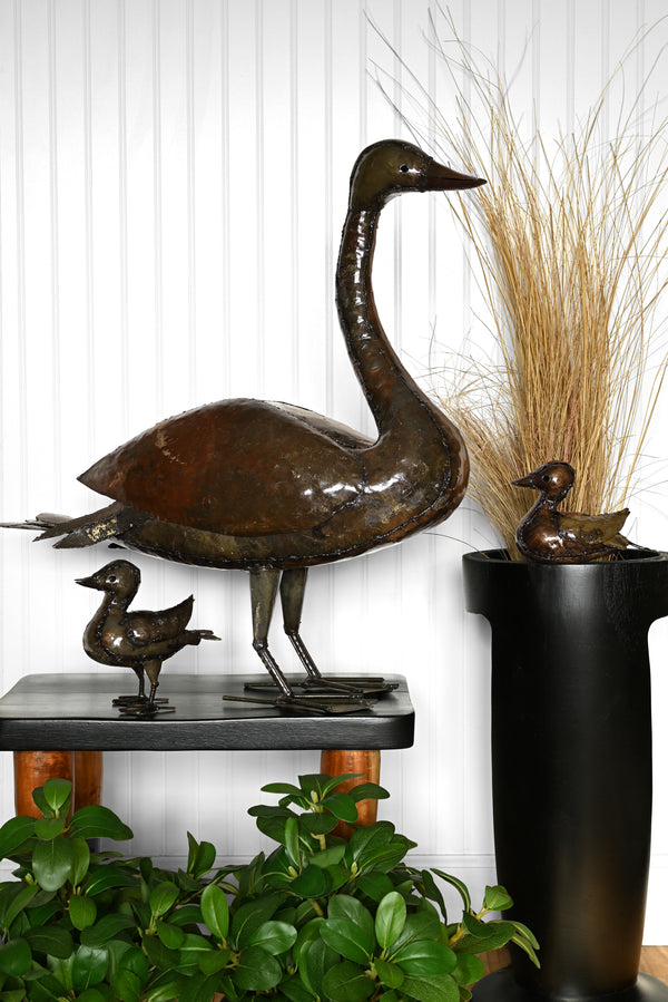 Watchful Goose Recycled Metal Sculpture