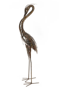 Restful Heron Recycled Metal Sculpture