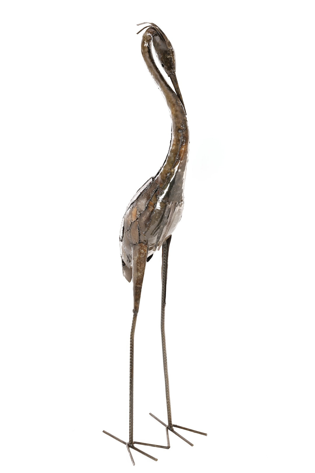 Restful Heron Recycled Metal Sculpture