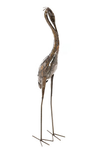 Restful Heron Recycled Metal Sculpture