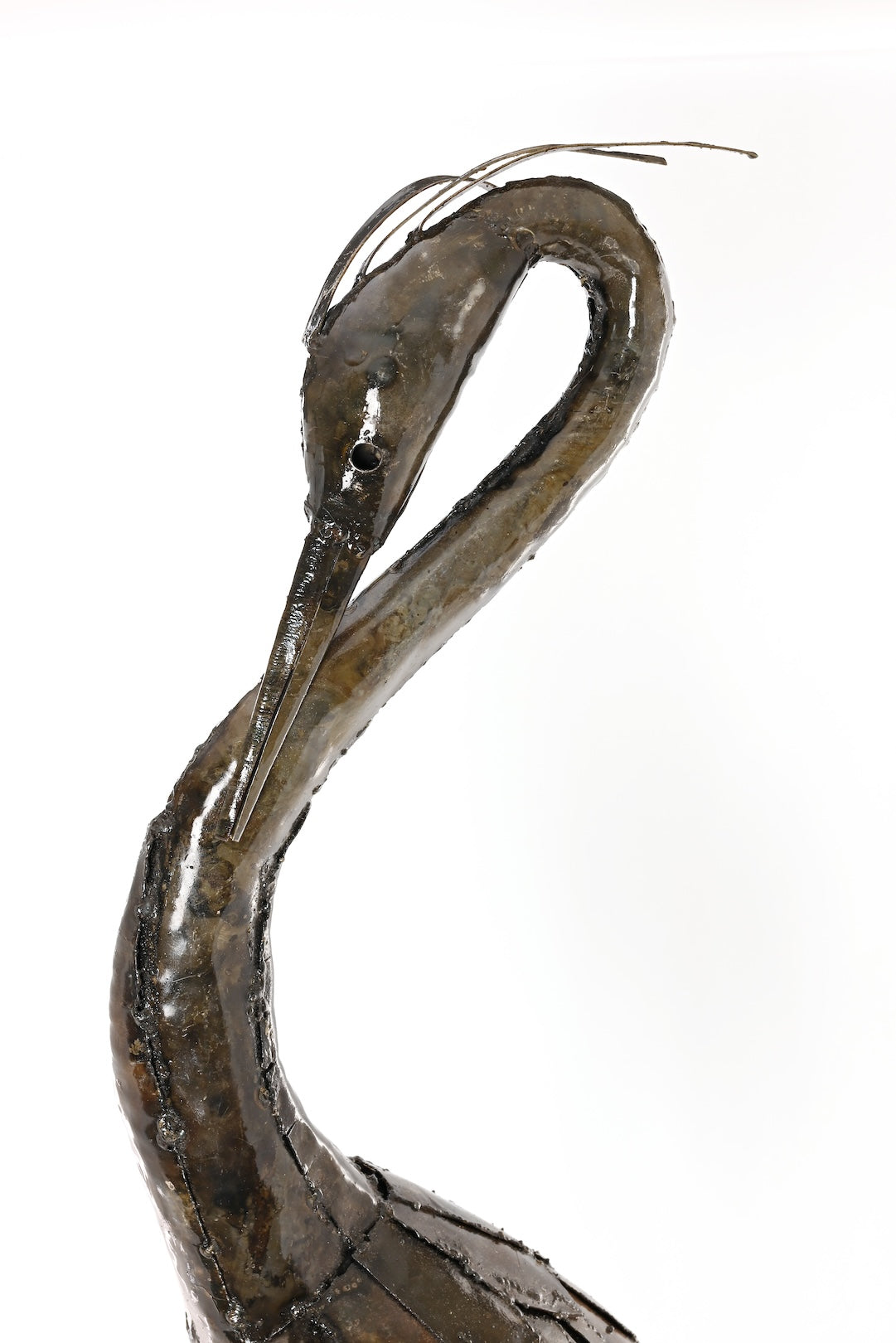 Restful Heron Recycled Metal Sculpture