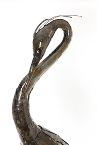 Restful Heron Recycled Metal Sculpture