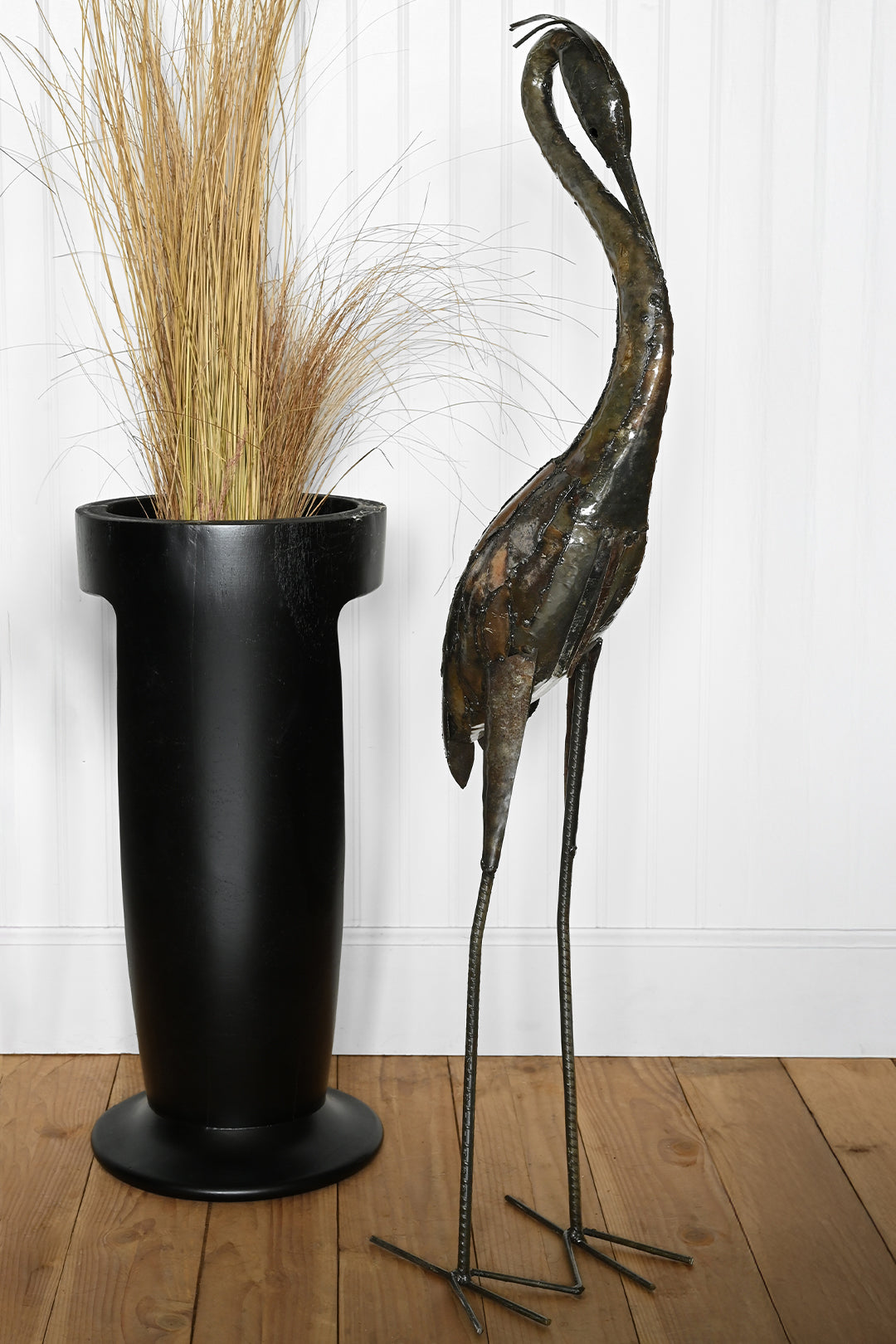 Restful Heron Recycled Metal Sculpture