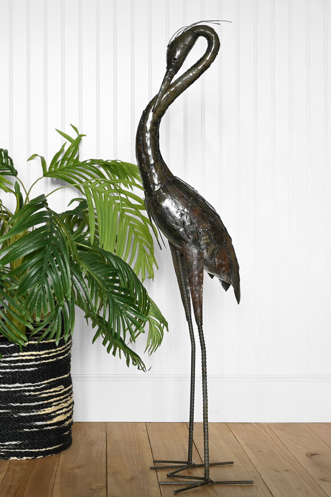Restful Heron Recycled Metal Sculpture