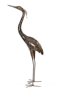 Attentive Heron Recycled Metal Sculpture