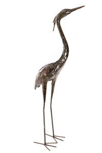 Attentive Heron Recycled Metal Sculpture