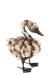 Small Feathered Swan Recycled Metal Sculpture