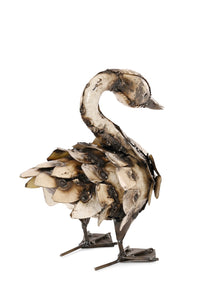 Small Feathered Swan Recycled Metal Sculpture