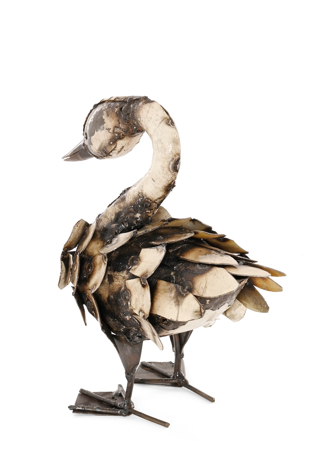 Small Feathered Swan Recycled Metal Sculpture