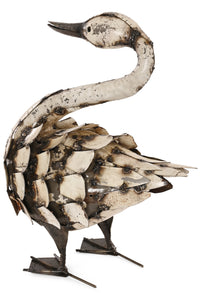 Large Feathered Swan Recycled Metal Sculpture
