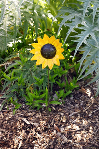 Small Recycled Metal Sunflower Garden Stake