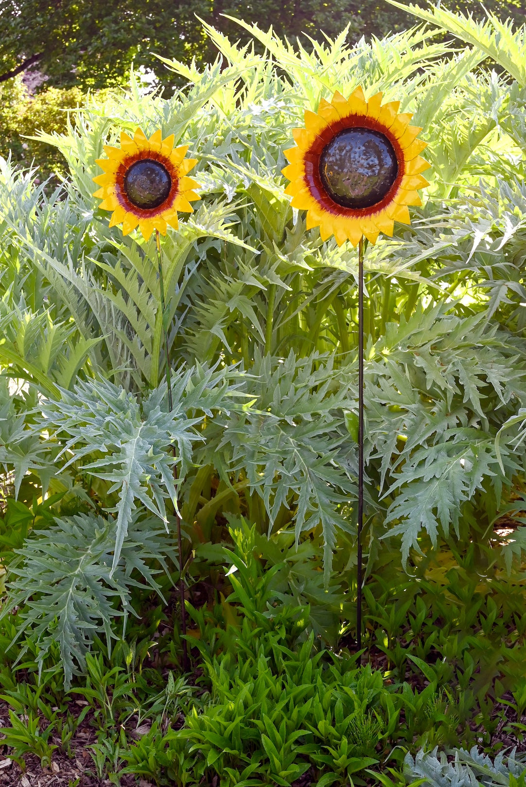 Large Recycled Metal Sunflower Garden Stake