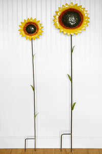 Large Recycled Metal Sunflower Garden Stake