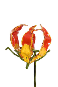 Small Recycled Metal Fire Lily Garden Stake
